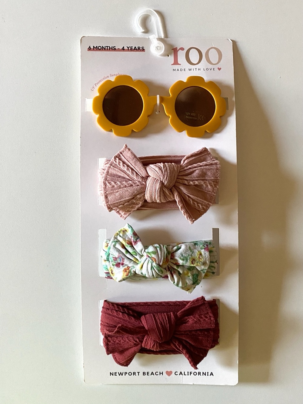 Roo NEW Sunglasses and Bow Headband Set 6 mo to 4 yr Cute Gift Woman Owned Biz